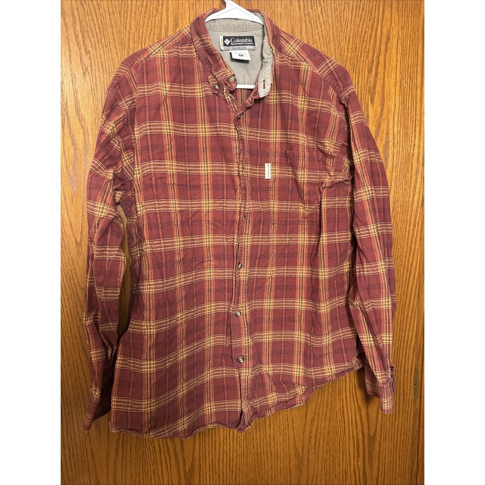 Columbia XCO Men's Long Sleeve Button Sleeve L Button Up Shirt Size Large Plaid